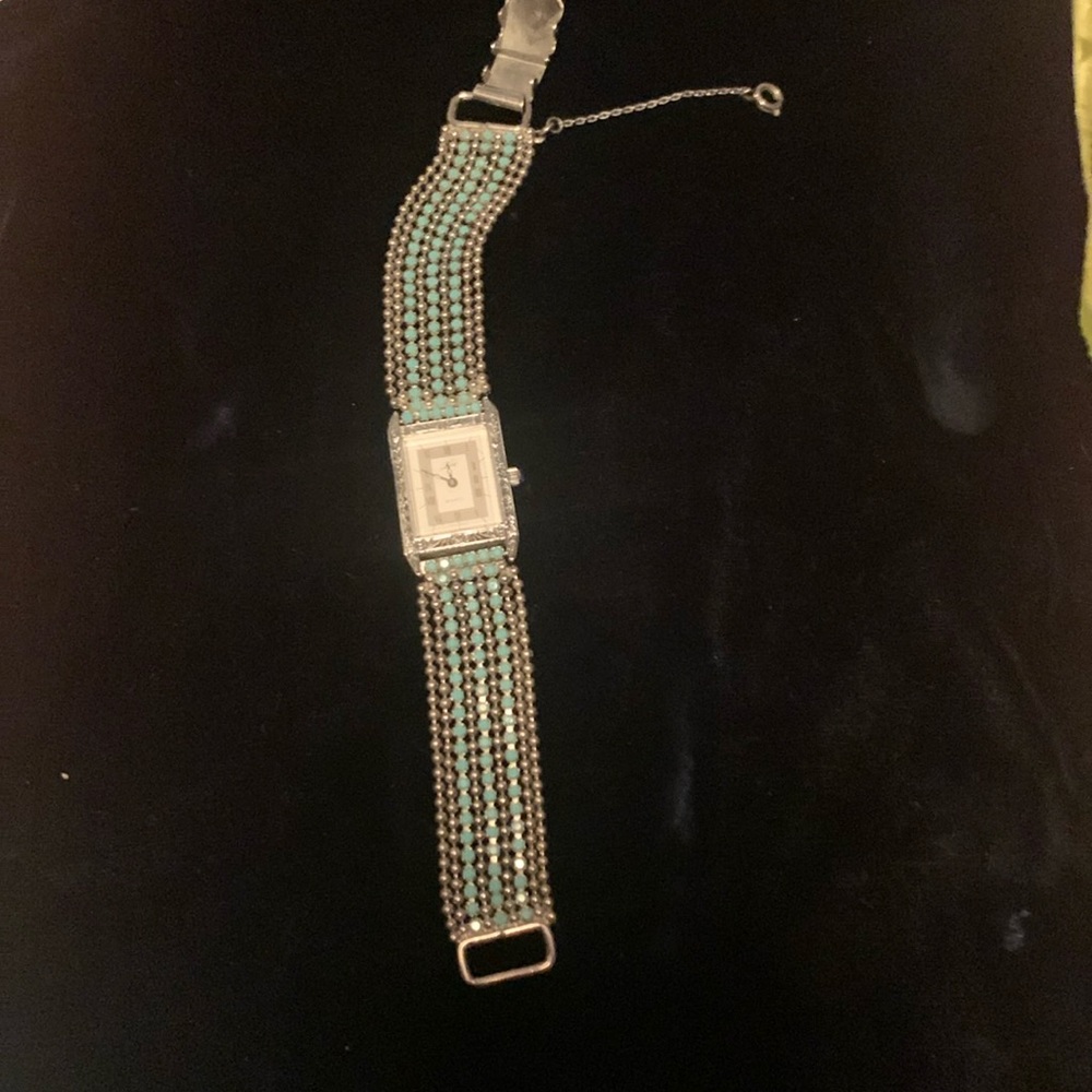 Turquoise and silver strand watch